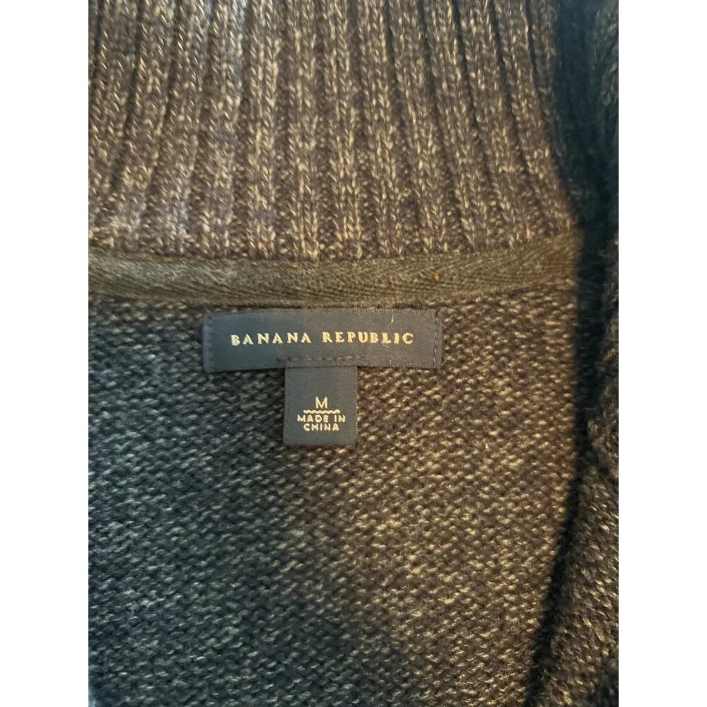 Banana Republic Men’s Wool Blend Full Zip Sweater‎ Jacket Navy Gray Marled M